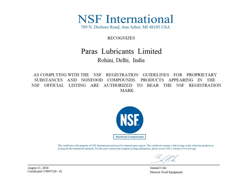 NSF Certificate